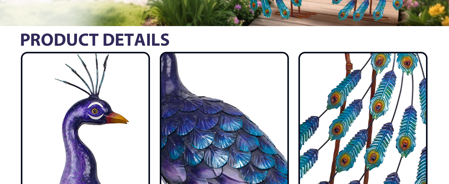 colorful peacocks statues