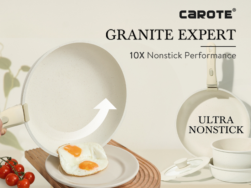 CAROTE Non Stick Pots and Pans Set, Detachable Handle Induction Hob