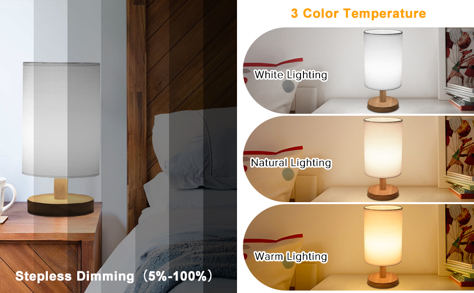 Bedside Table Lamp, LED Bedrooms Lamps Remote control, Dimmable