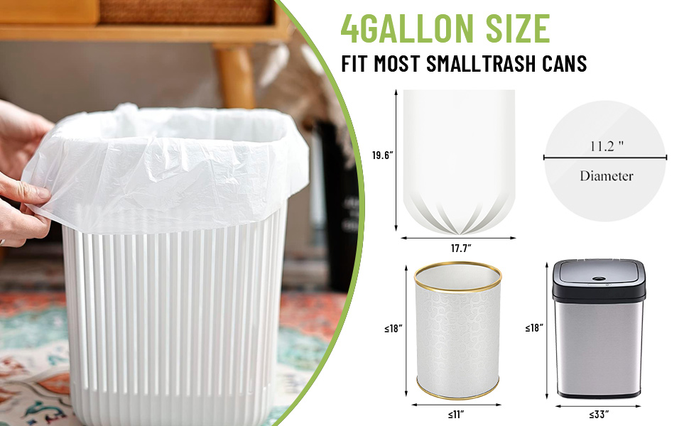 LimonLaviu Small Trash Bags 4 Gallon, 100 Count Small