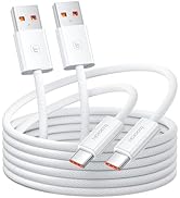 USB C Cable, 2-Pack 6.6FT 6A QC 3.0 USB A to USB C Charger Cable, Nylon Braided Fast Charging Typ...