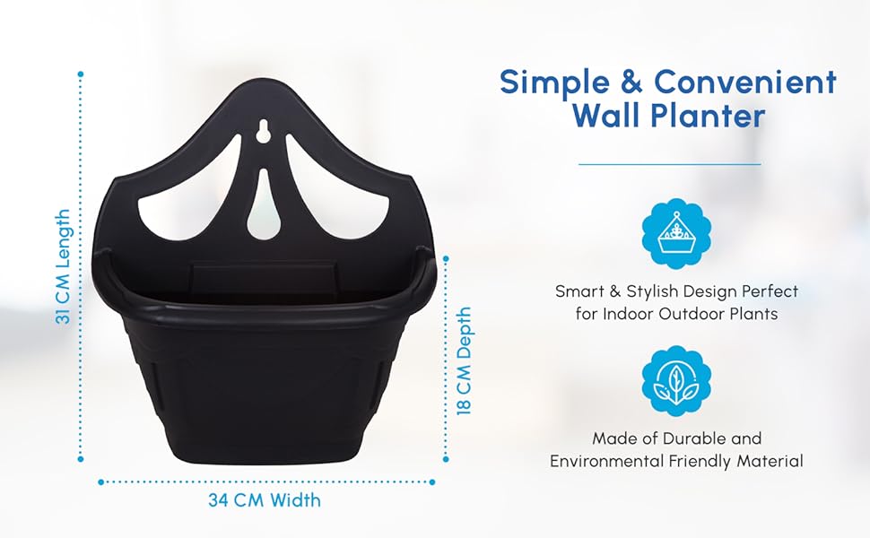 ACCURATE 31cm Wall Planter. Ideal for Indoor and outdoor decorativeBlack (3) Amazon