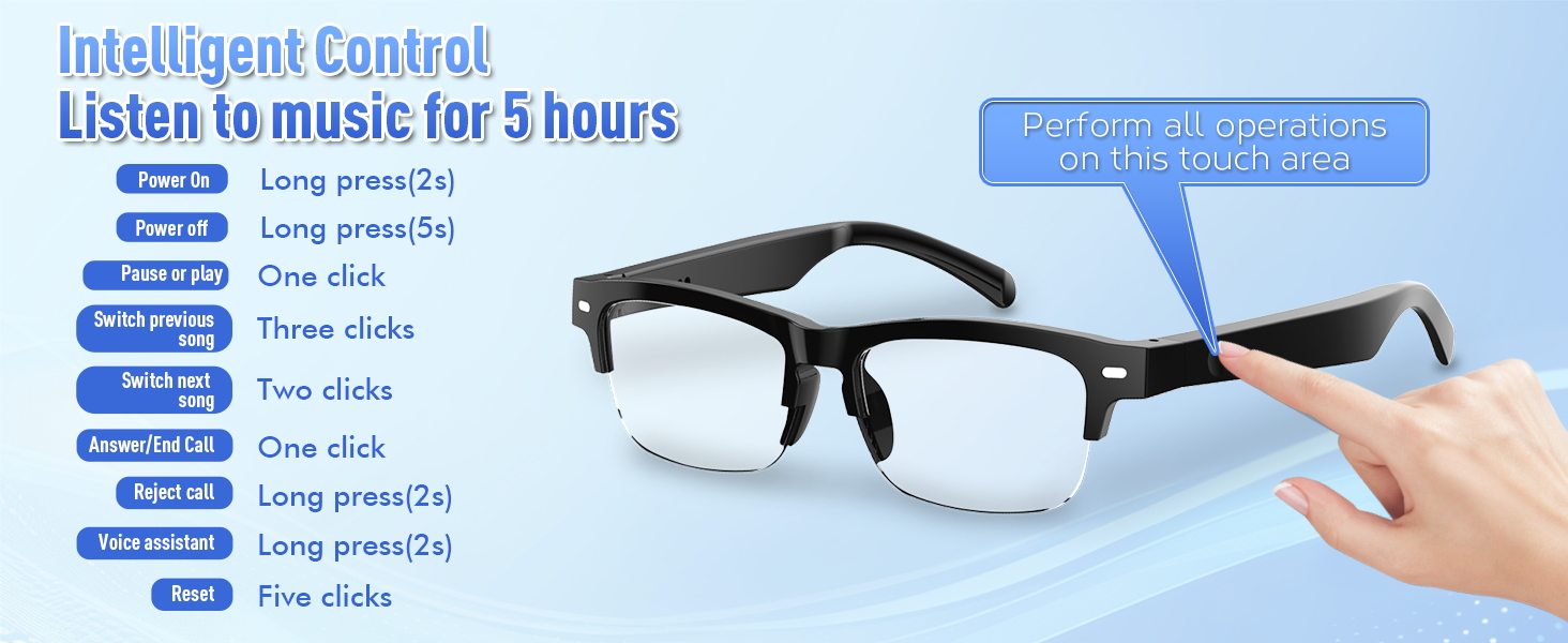 Bluetooth smart glasses for women & men, basic operation of smart glasses with bluetooth