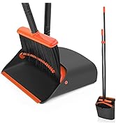 Broom and Dustpan Set for Home, JEHONN Long Handle Lightweight Indoor Broom Set Heavy Duty, Uprig...