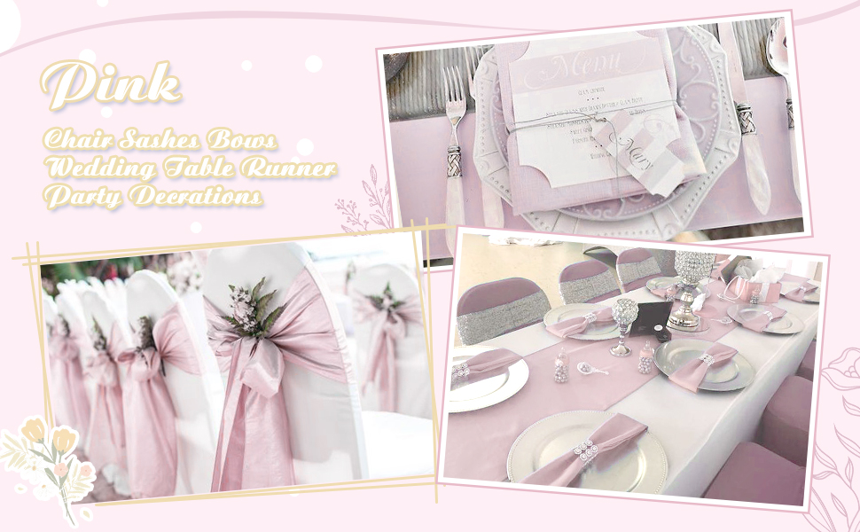 Pink Table Runners 5 Packs 12x108 Inches Smooth Silk Satin Table Runner