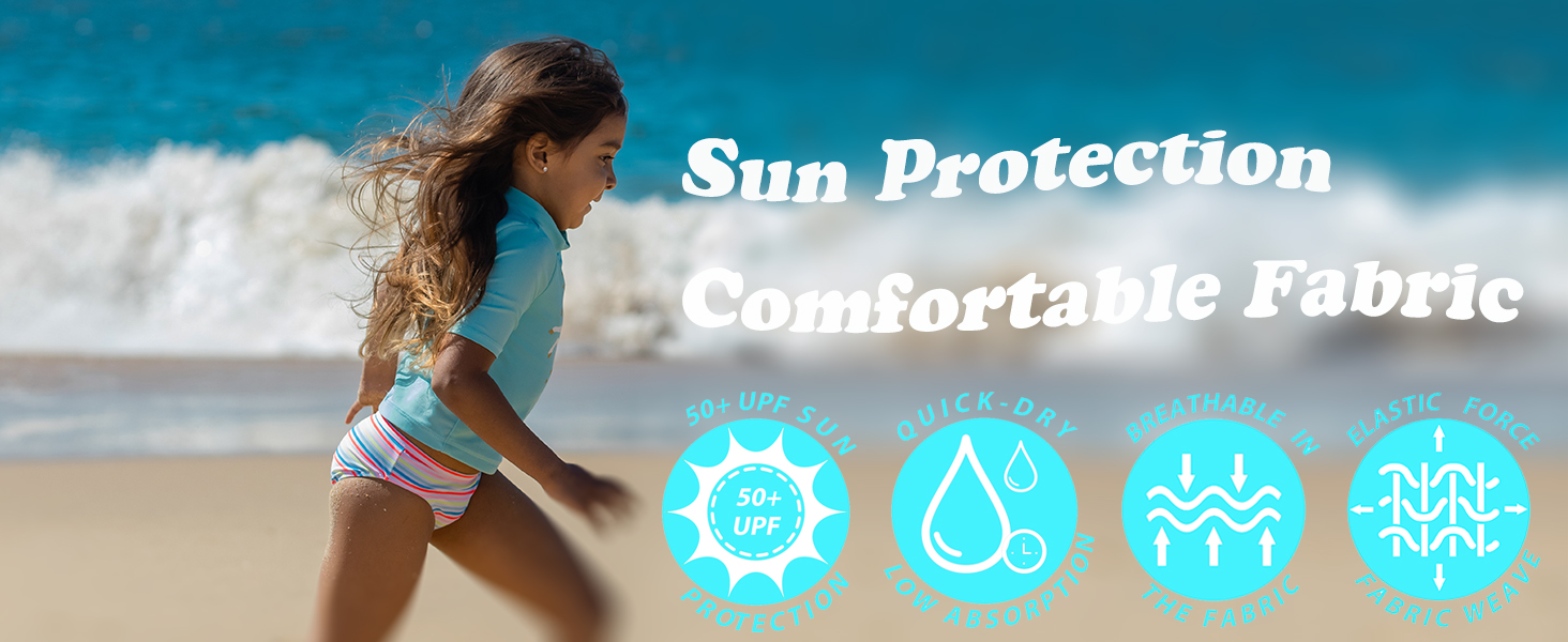Girls' Short Sleeve Rash Guard Set 