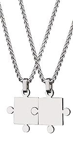 BANCHELLE Puzzle Necklace Best Friends Pendant Necklace Stainless Steel Jewelry