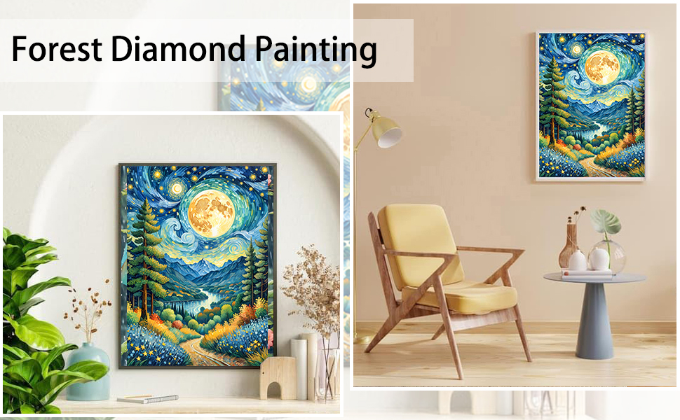 Moon Diamond Painting Kits for Adults Forest Diamond Art