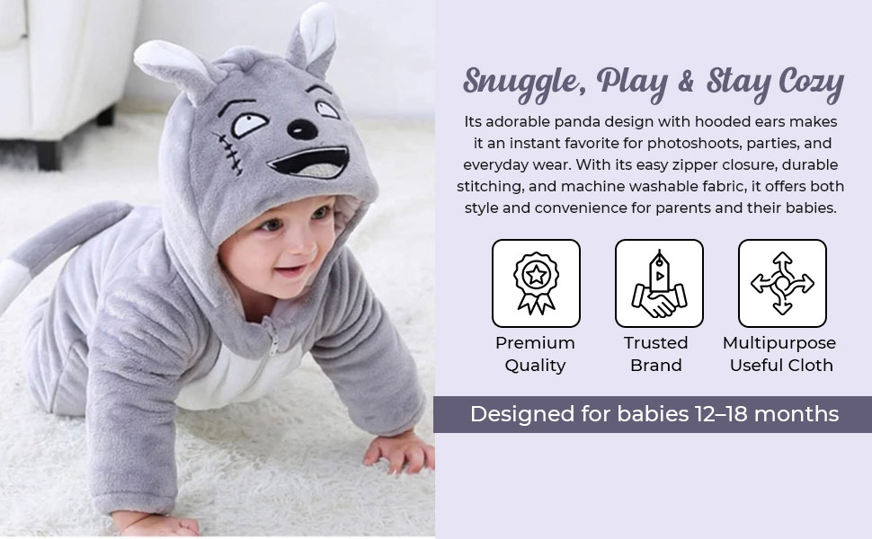 SPN-JGSP Baby panda hooded snowsuit  Flannel newborn cosplay romper