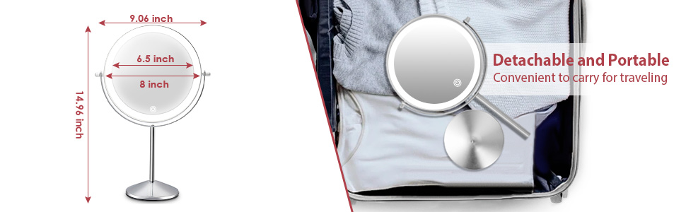  Lighted makeup mirror  for traveling