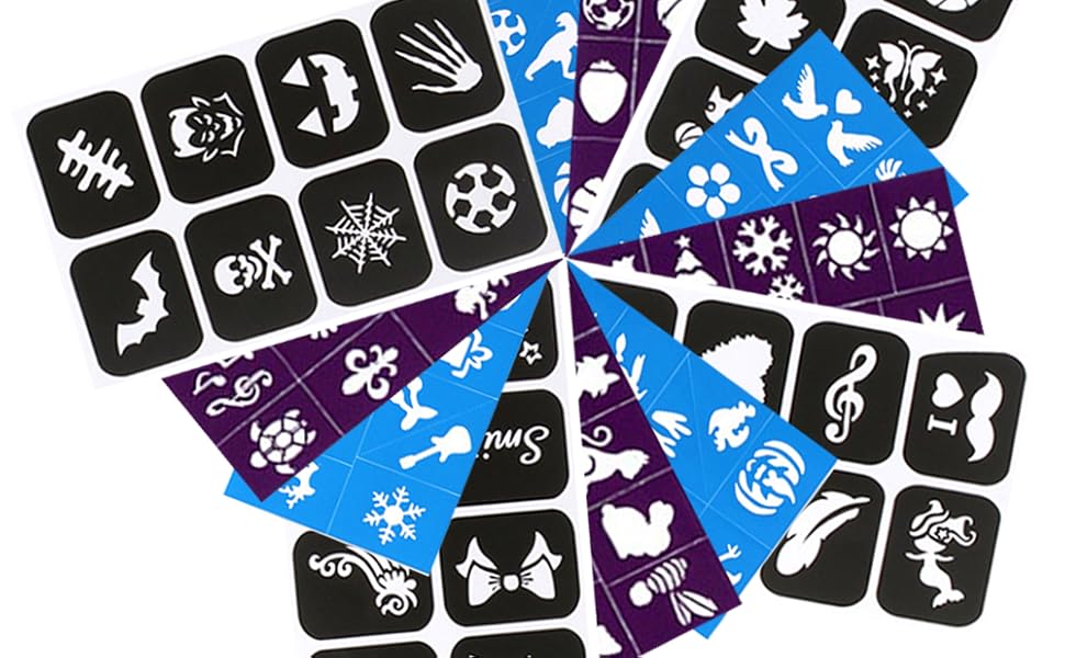 112 Pieces Face Painting Stencils for Kids Reusable Face and Body Paint Stencils