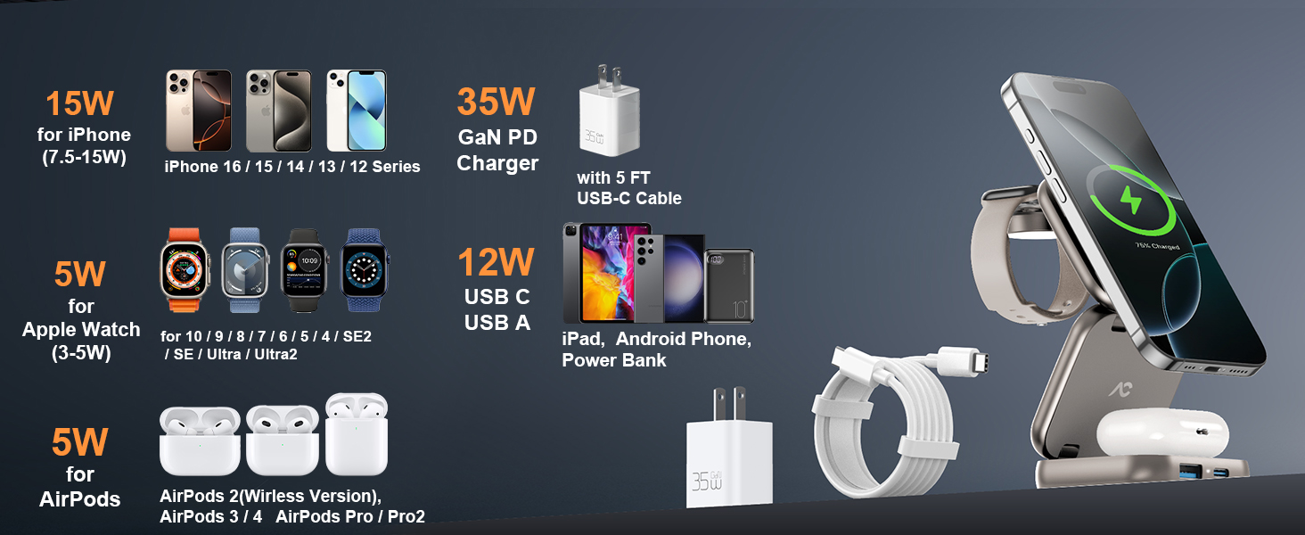 portable 3 in 1 charging station apple