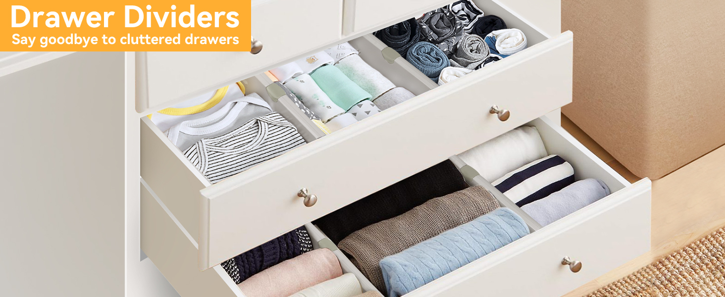 Drawer Dividers Organizer 4 Pack, Adjustable Separators 4