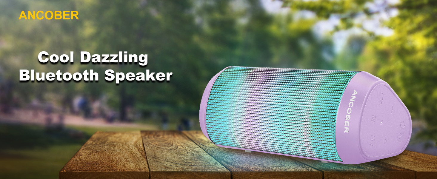 Bluetooth Speaker, Cool Portable Wireless Speaker, Stereo Sound with Dazzling LED Lights