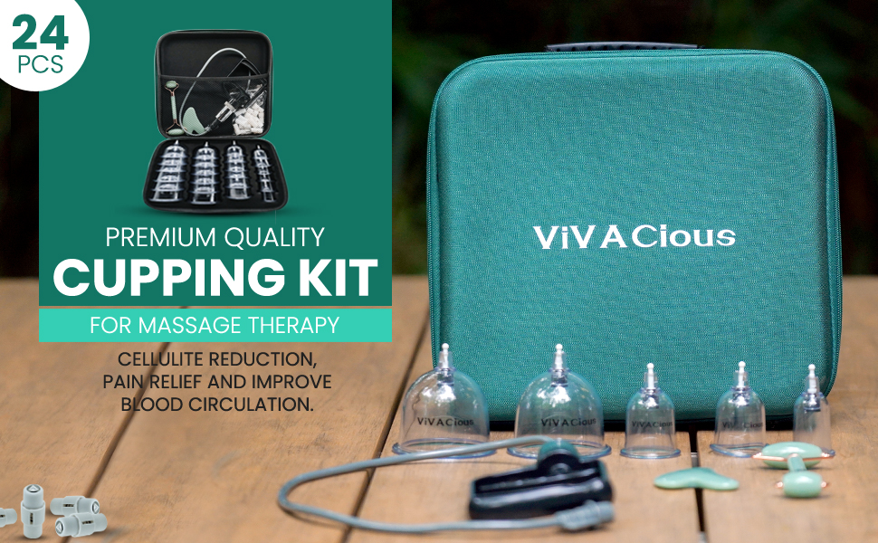 ViVACious Cupping Kit for Massage Therapy 24 Pcs Cupping