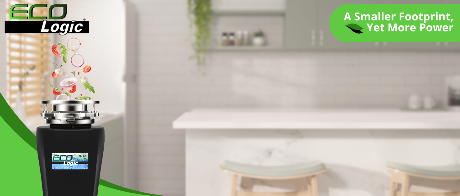 Eco Logic 10USEL43B 1/3 Horsepower Garbage Disposal with Removeable Splash Guard, Attached