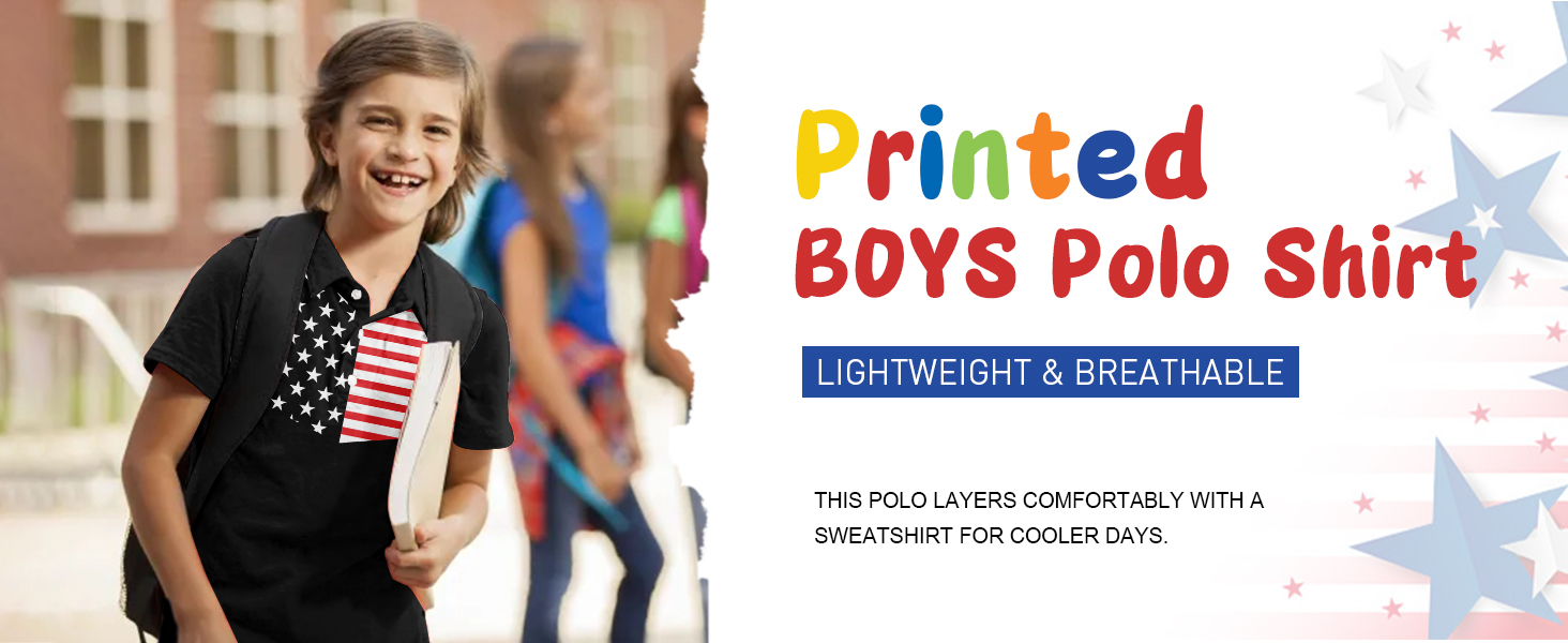 Boys American flag polo shirt