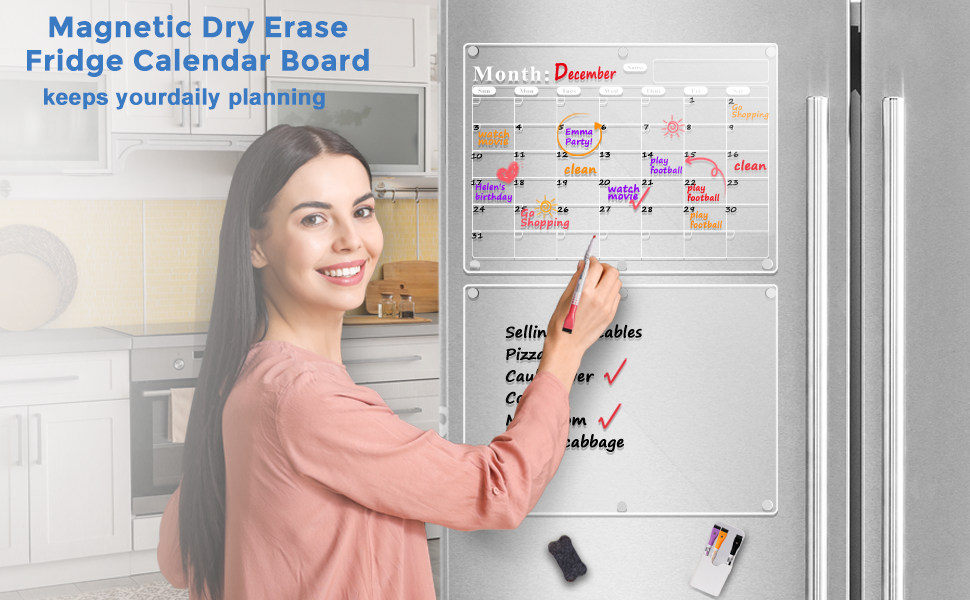 Calendar Fridge, Acrylic Calendar Fridge, Dry Erase Board
