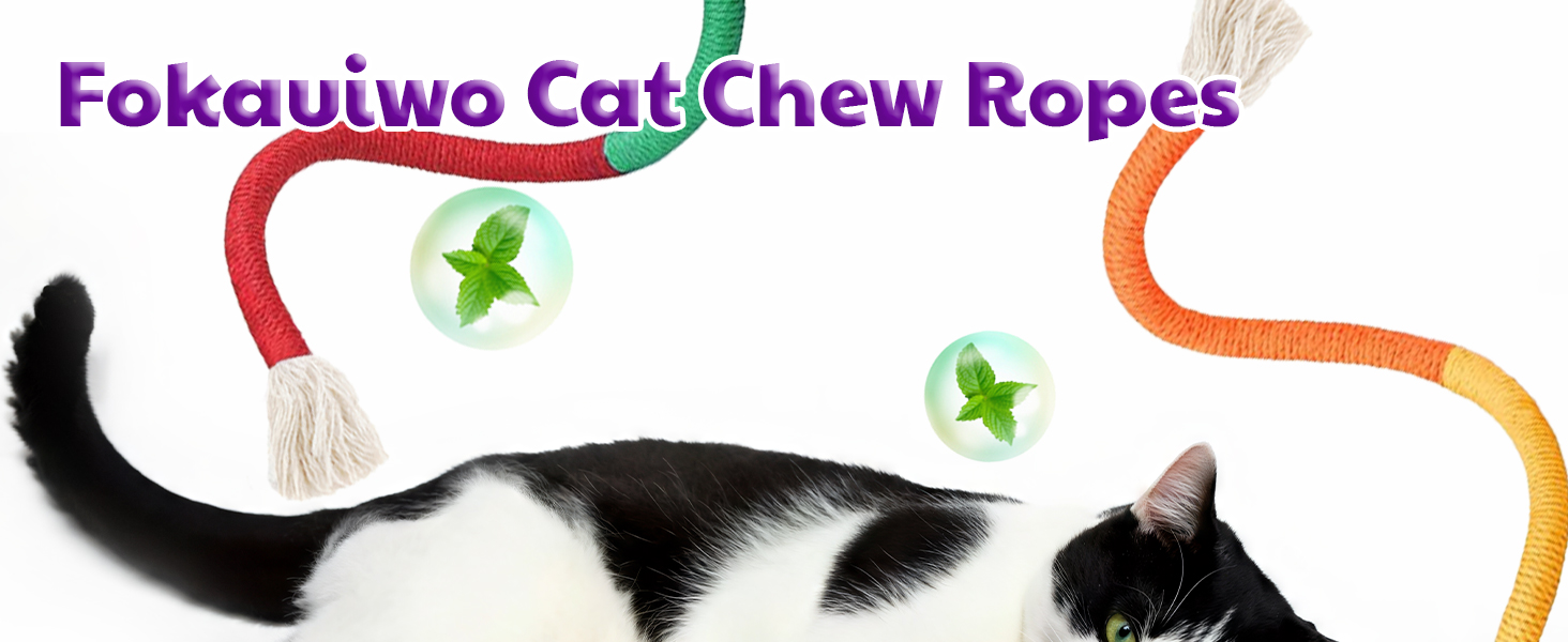 cat chew toy rope contain durable cotton rope, gall fruit, soft end