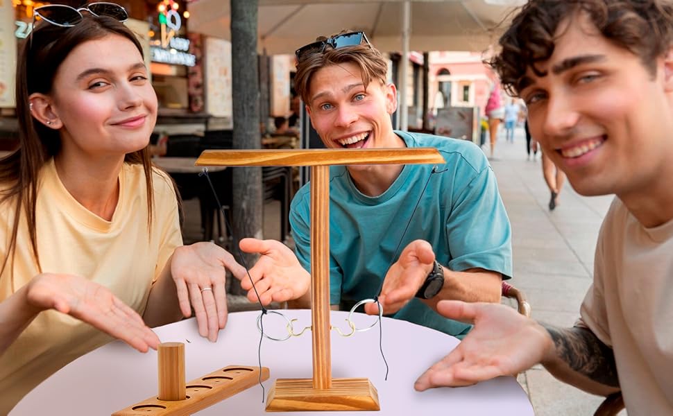 Ringwurf-Spiel Deluxe aus Holz - Das Action Ring-Haken Partyspiel; Ring Toss Hook Battle-Game