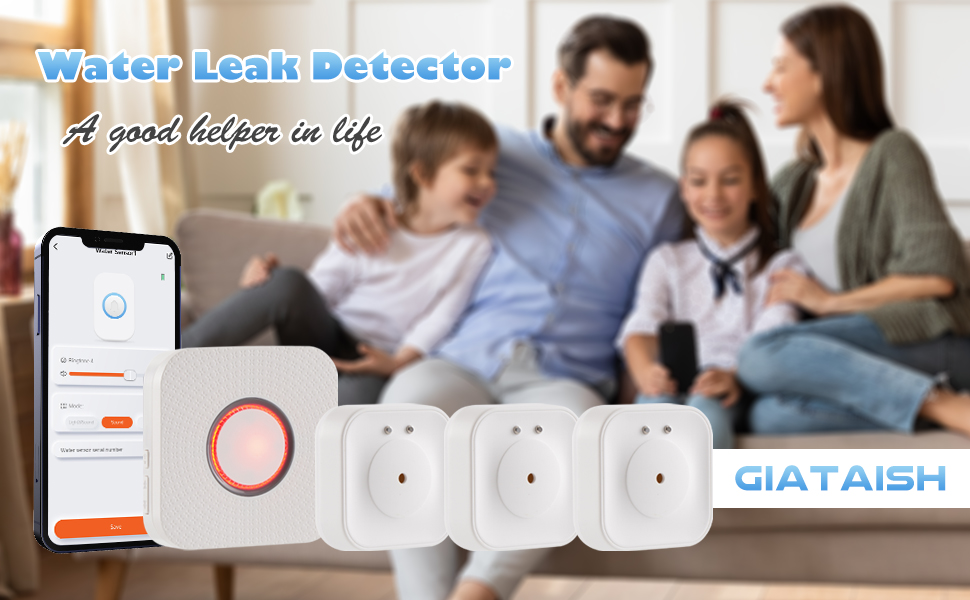 GIATAISH WiFi Water Leak Detector ,3 Pack Smart Water Sensor with 110dB