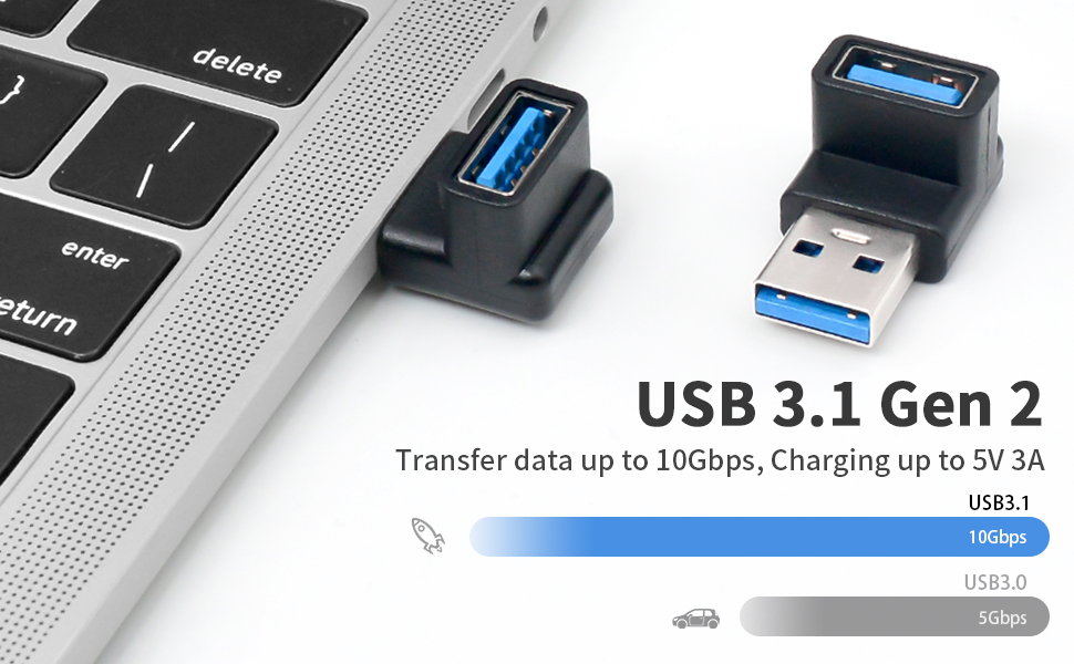 Poyiccot 90 Degree USB 3.0 Adapter, 10Gbps USB Extender Adapter, USB 3.
