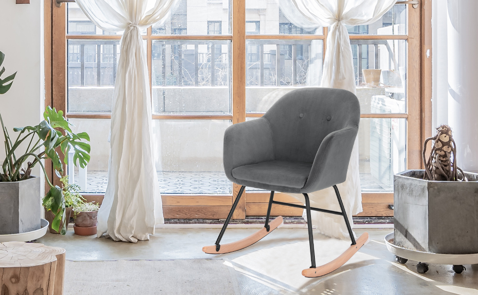 WOLTU Sedia A Dondolo Per Soggiorno Poltrona Relax Con Schienale Braccioli Grigio Scuro 18 schaukelstuhl