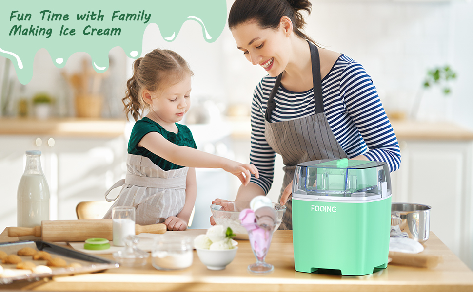 FOOING Automatic Ice Cream Maker, 1.5 Quart Capacity