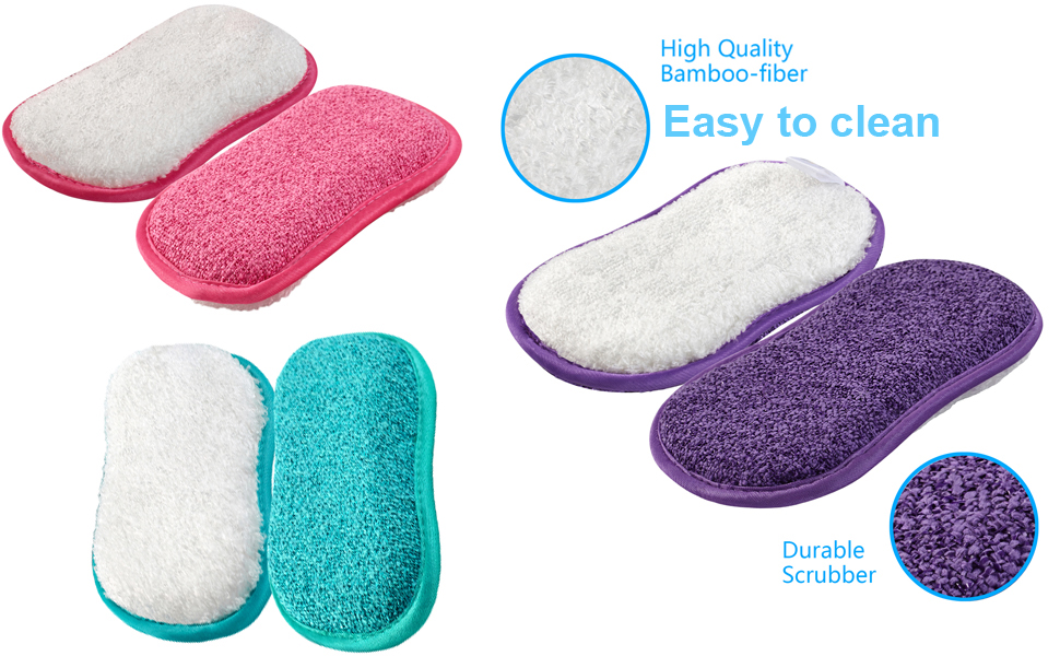 Kitchen Dish Sponge Scrubber Non Scratch, Dishcloth No Odor Reusable Washable