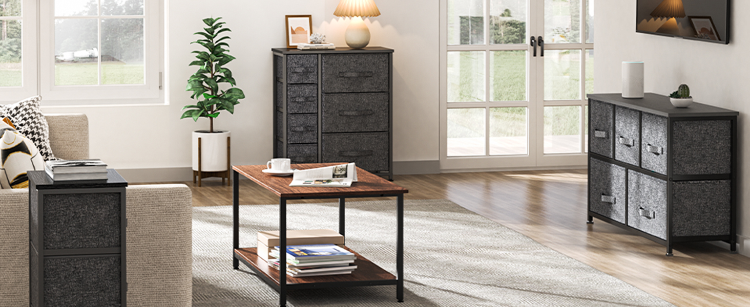 Fabric Dresser for bedroom, chests of drawers, tall dresser organizer, black nightstand-PISC05B