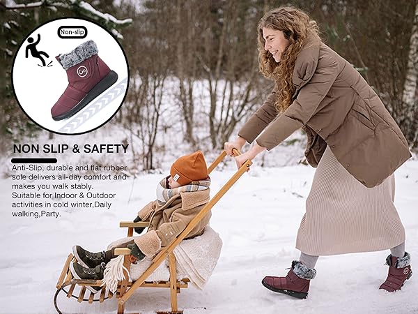 Women Snow Boots Winter Shoes with Fur Lined Warm Slip On Boots for Women Waterproof Booties