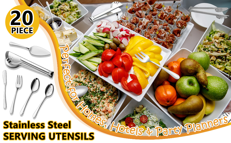 BEWOS Serving Utensils, 20Piece Large Serving set