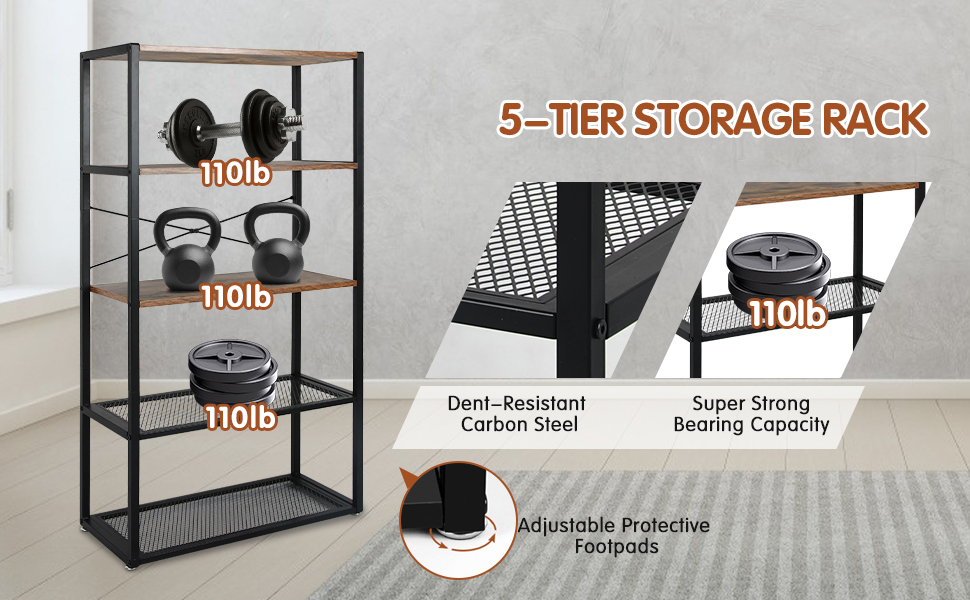 Babion 5Tier Bookshelf, Vintage Standing Storage Shelf