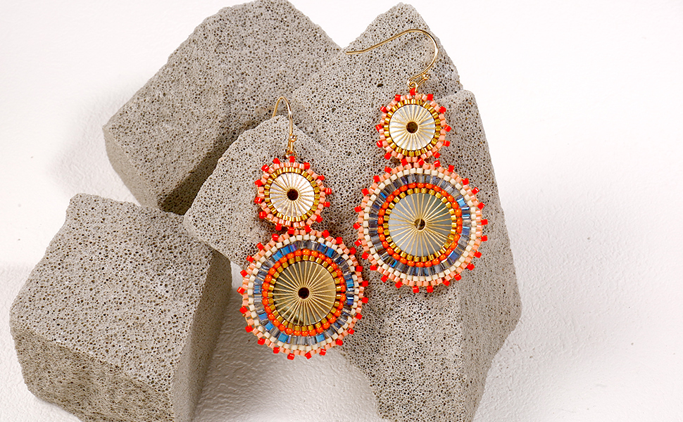 Badu Seed Beaded Circle Beads Earrings