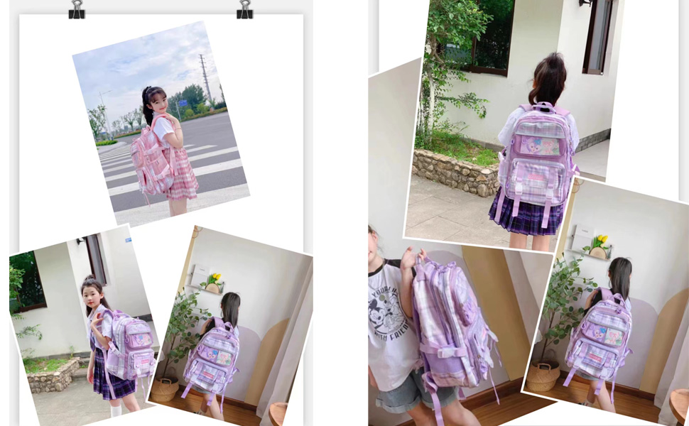 KEBEIXUAN Cute Backpack for School Girls, MultiPockets
