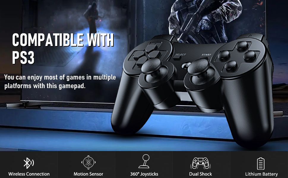 Diswoe Wireless Controller für PS3, Bluetooth Game Controller für PS3