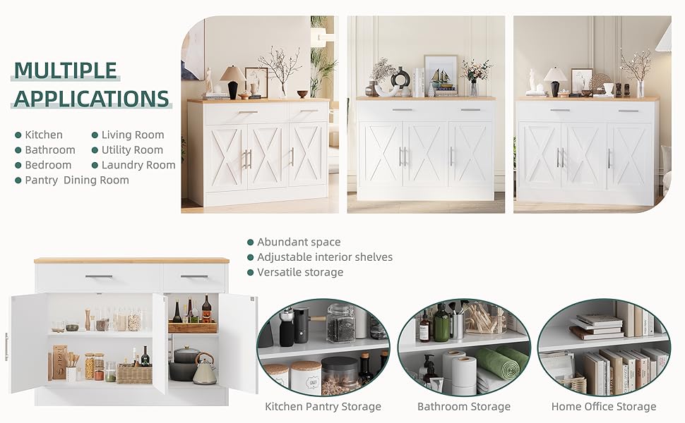 Wood Coffee Bar Cabinet with Adjustable Shelf