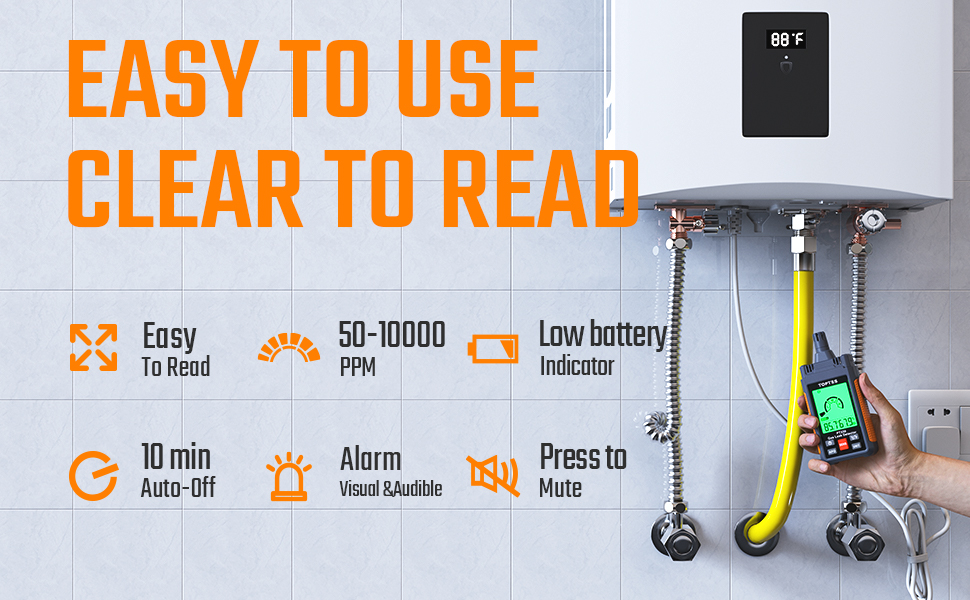 TopTes PT330 Gas Leak Detector, Natural Gas Detector with Audible