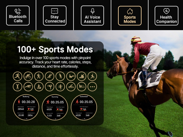SOUYIE Fitness Tracker Sport Smart Watch for Men Android with 107+ Sports Modes