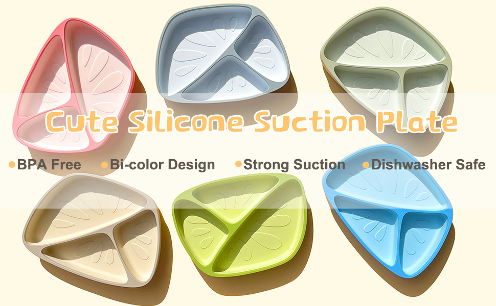 BRVTOT Newest Toddler Suction Plates for Baby, Food Grade Platinum