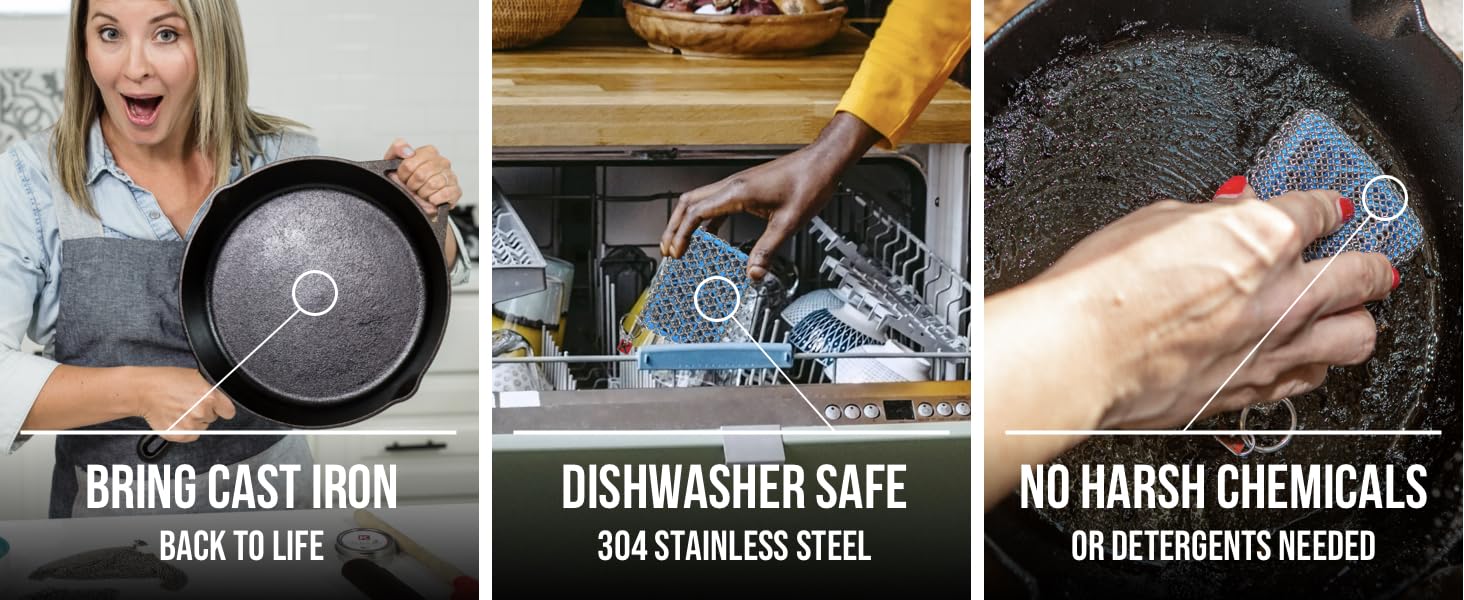 Knapp Made Combo Chainmail Cast Iron Scrubber with Silicone