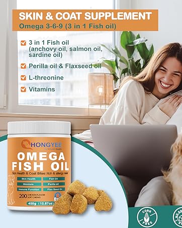 Skin &amp;amp; Coat-Omega 3-in-1 Fish Oil for Dogs and Cats Against itching in a Treat Format