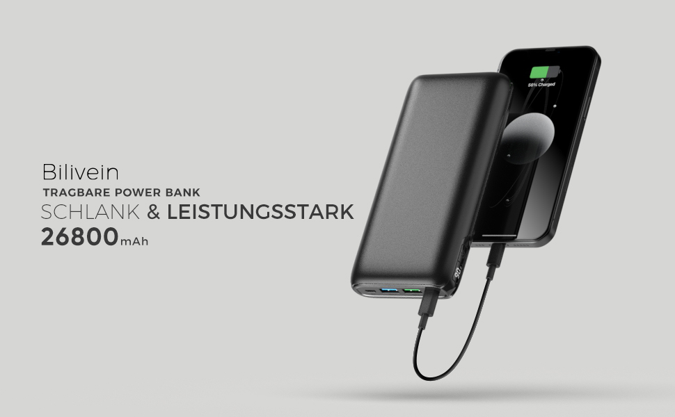 Powerbank 26800 mAh External Battery Bilivein 20W PD External Battery