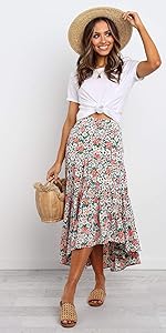 summer womens skirts floral long skirts for women floral midi skirt high low maxi skirt long skirt