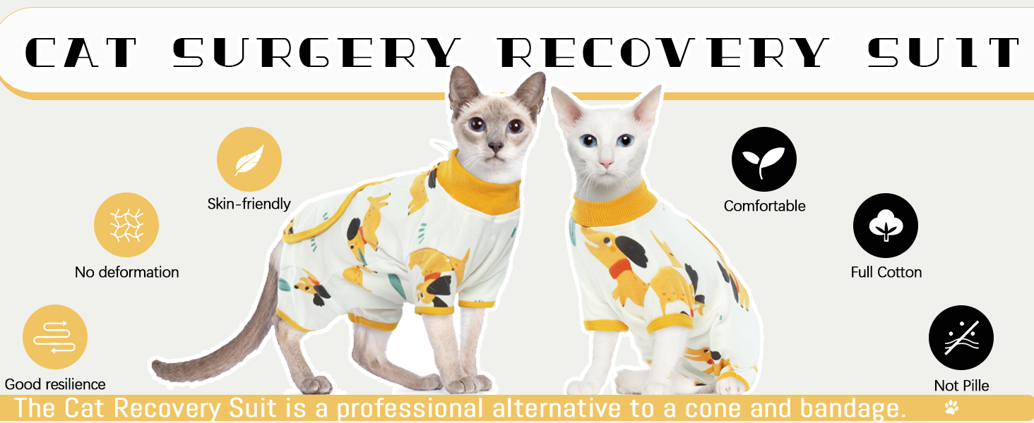Bonaweite Cat Recovery Suit Kitten Onesie for Cats After