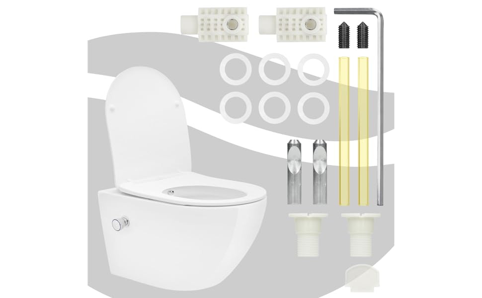 LuxeBath Wand WC Spülrandlos Weiß Tiefspüler Keramik Hänge WC Toilette ohne Spülrand Kloschüssel