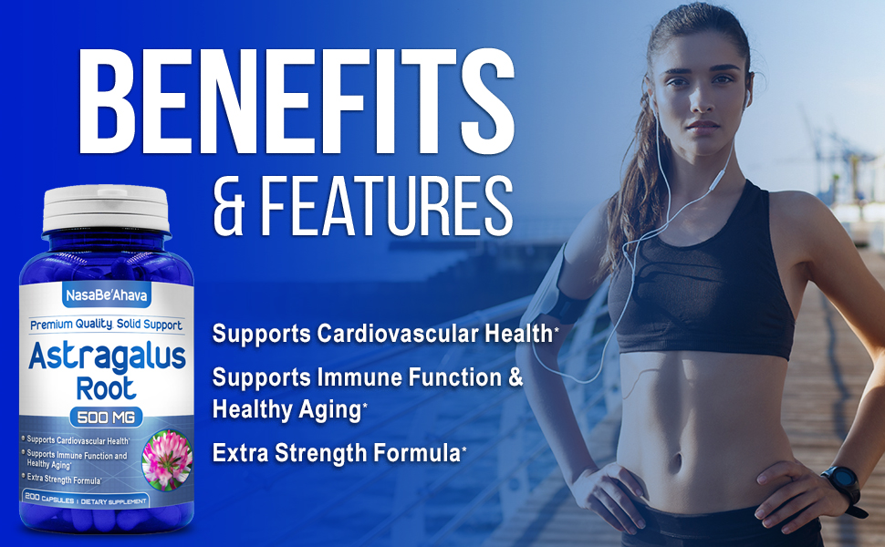 NasaBeahava Astragalus 500mg 200 Capsules Max Strength