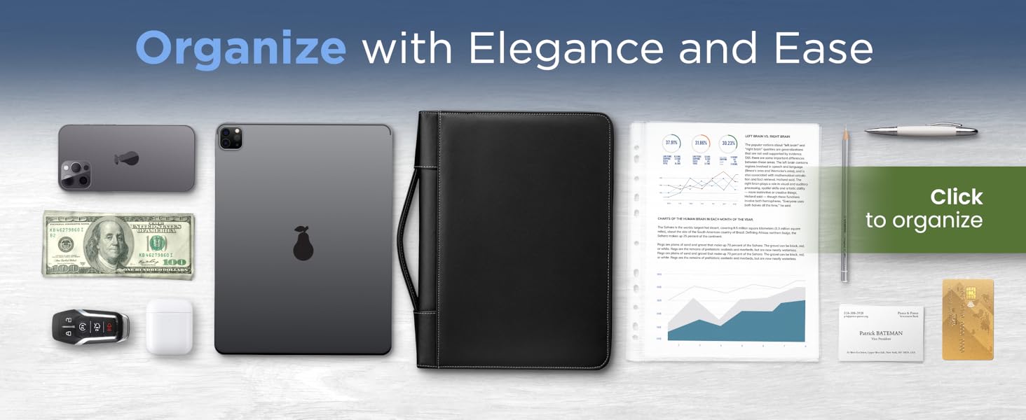 STYLIO Zipper Portfolio Binder with Carrying Handle