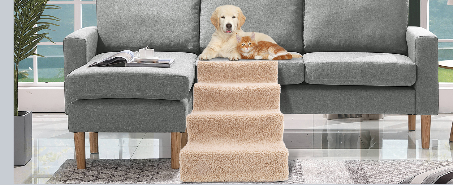 Almcmy Pet Stairs, NonSlip 4 Tiers Dog Steps with