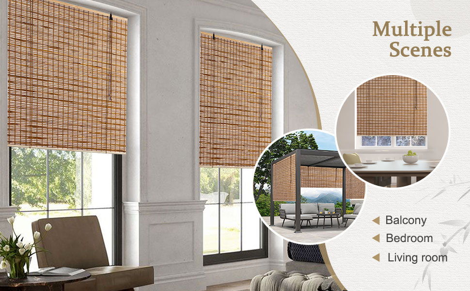 ALIMOO Bamboo Blinds, Bamboo Roll Up Shades for Windows